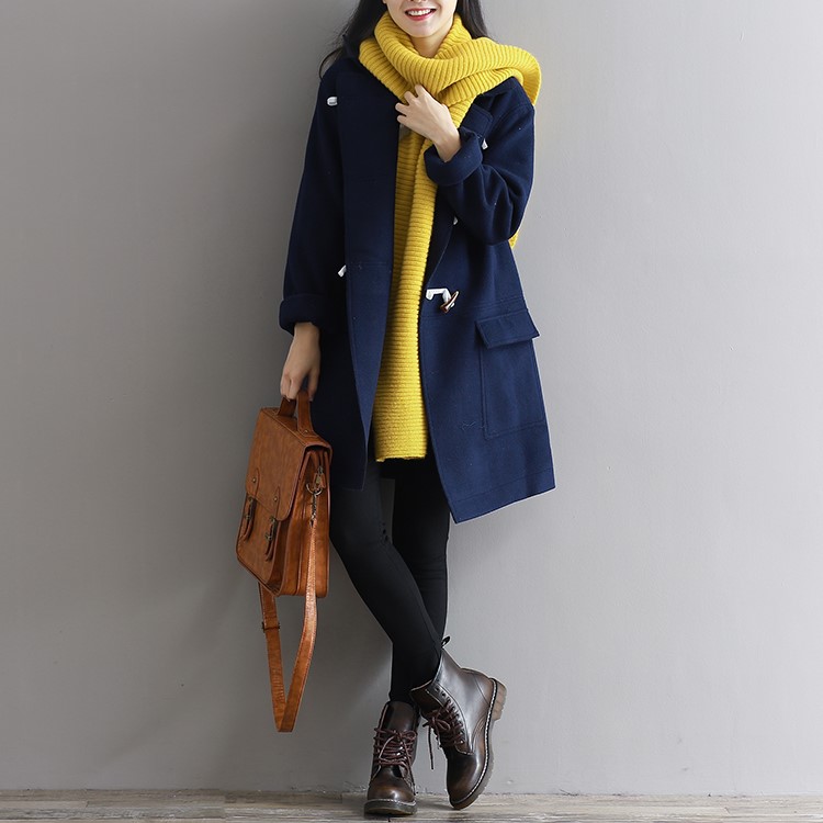 พร้อมส่ง - เสื้อโค้ทผ้าวูล CT163 (สีกรม)