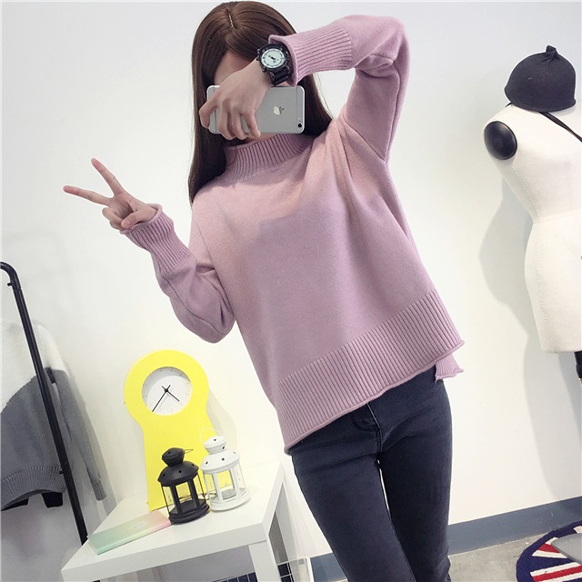 พรีออเดอร์ - เสื้อไหมพรมแฟชั่นแขนยาว Pre - ST673 (สีม่วง)