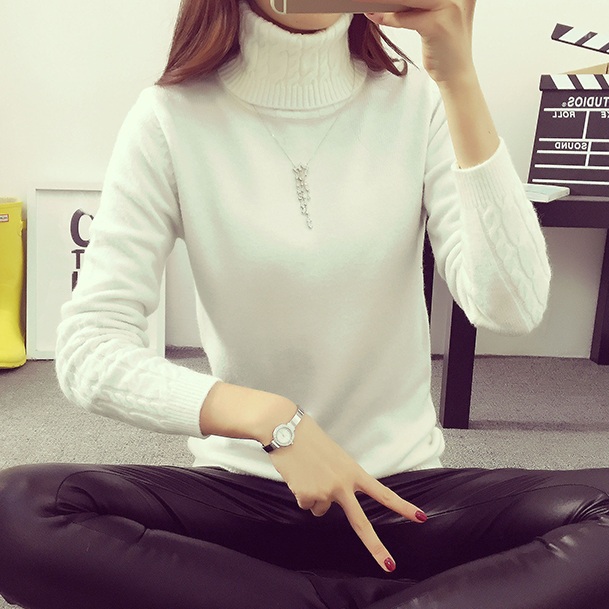 พร้อมส่ง - เสื้อไหมพรมแขนยาว ST129 (สีขาว)