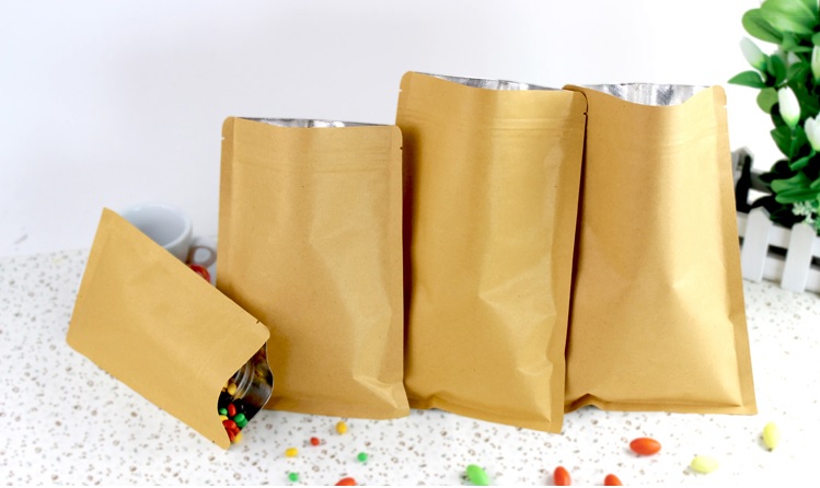 ถุงคราฟท์ซิปล็อค ตั้งไม่ได้ (ก้นแบน) - ทึบ 2 ด้าน หน้า-หลัง