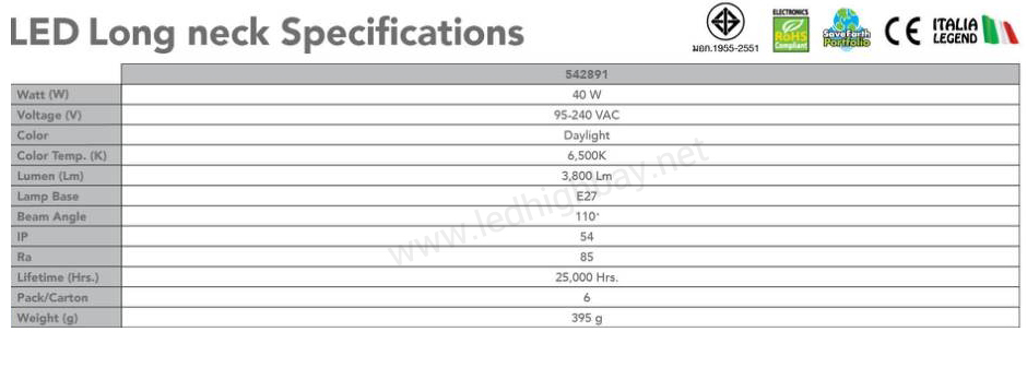 โคมโลว์เบย์ LED EVE รุ่น Long neck 40w (แสงขาว)