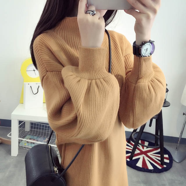 พรีออเดอร์ - เสื้อไหมพรมแฟชั่นรุ่นยาว Pre - ST676 (สีน้ำตาล)