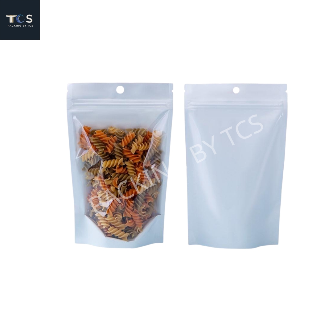 ถุงซิปตั้งได้ หน้าใสหลังฟอยล์สี