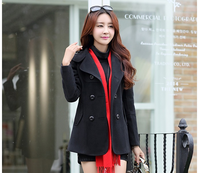 พร้อมส่ง - เสื้อโค้ทผ้าวูล CT125 (สีดำ)