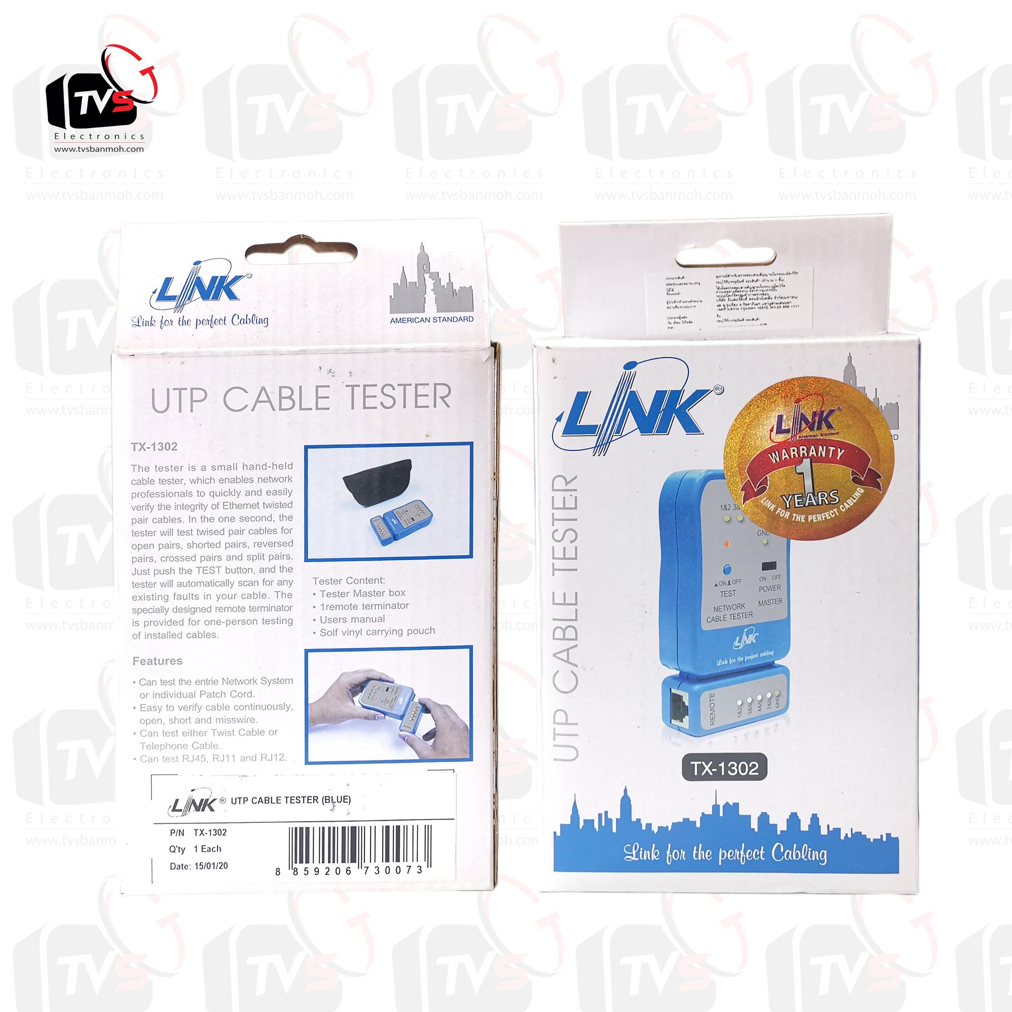 LINK เครื่องทดสอบสายแลน Network Cable Tester รุ่น TX-1302