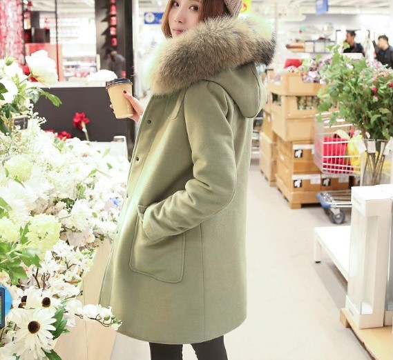 พร้อมส่ง - เสื้อโค้ทผ้าวูลกันหนาว CT173 (สีเขียว)