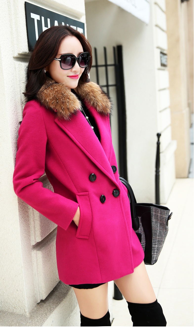 พร้อมส่ง - เสื้อโค้ทผ้าวูลกันหนาว CT162 (สีบานเย็น)