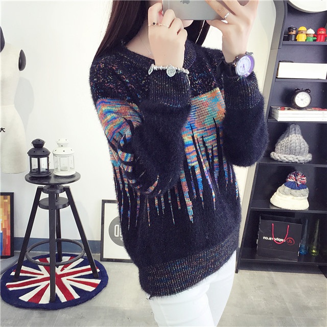 พรีออเดอร์ - เสื้อไหมพรมแฟชั่นแขนยาว Pre - ST648 (สีดำ)