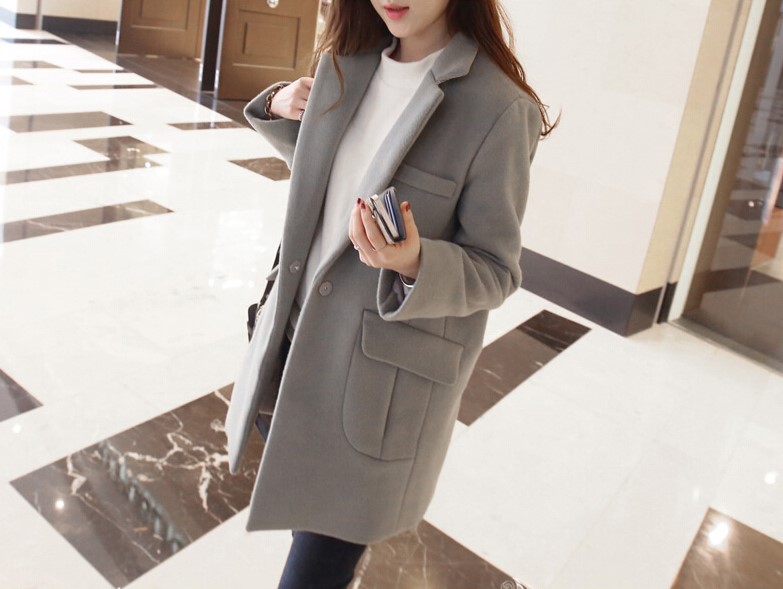 พร้อมส่ง - เสื้อโค้ทผ้าวูล CT171 (สีเทา)