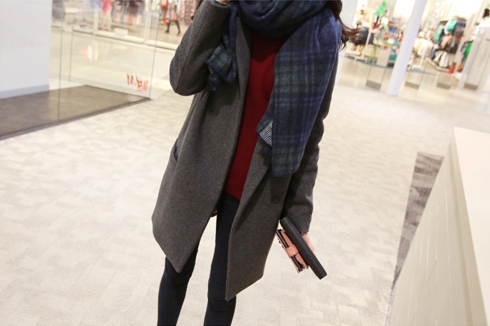 พรีออเดอร์ - เสื้อโค้ทผ้าวูลกันหนาว Pre - CT621 (สีเทา)