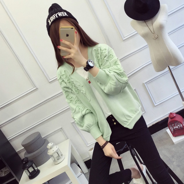 พรีออเดอร์ - เสื้อคาร์ดิแกนกันหนาว Pre - CT650 (สีเขียว)