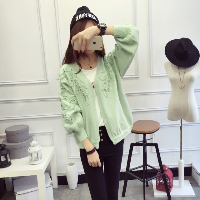 พรีออเดอร์ - เสื้อคาร์ดิแกนกันหนาว Pre - CT650 (สีเขียว)