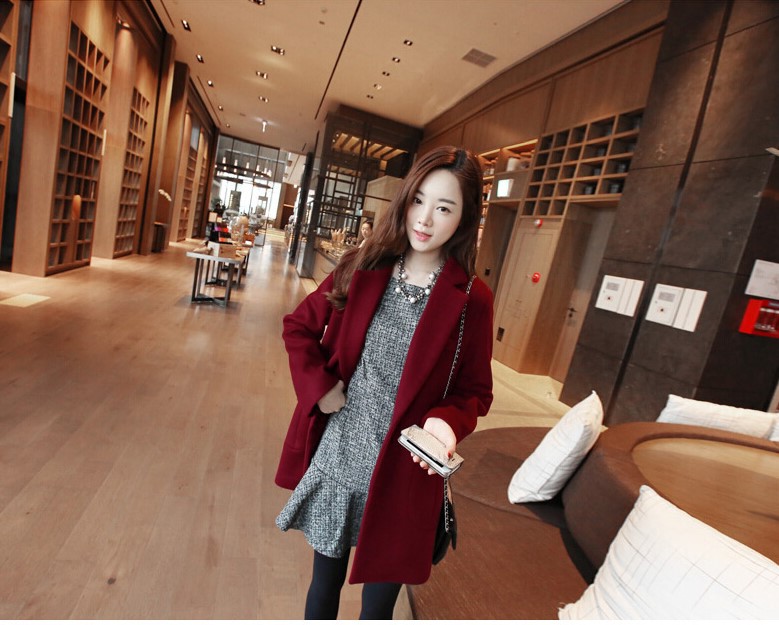 พร้อมส่ง - เสื้อโค้ทผ้าวูล CT170 (สีแดง)