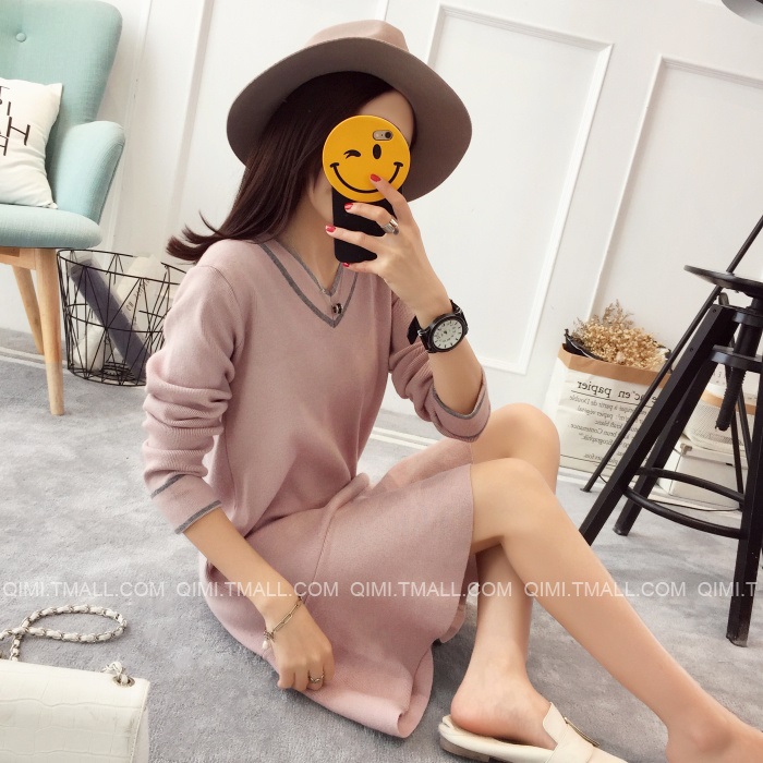 พรีออเดอร์ - เดรสไหมพรม Pre - DT145 (สีชมพู)