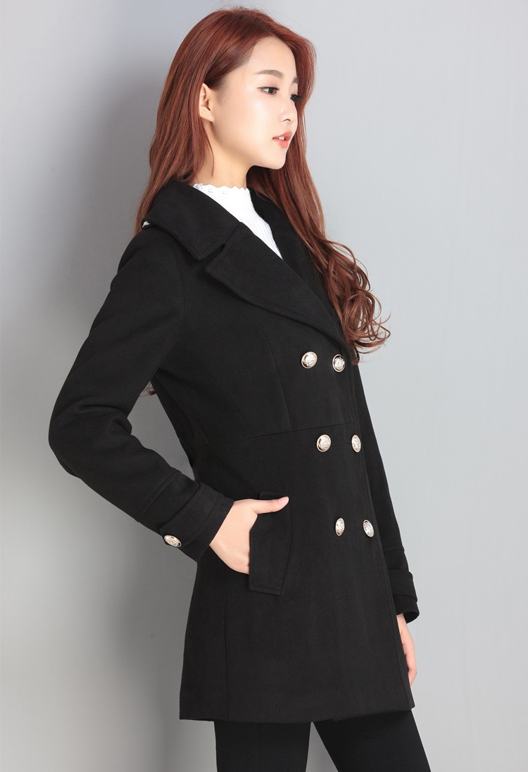 พร้อมส่ง - เสื้อโค้ทผ้าวูลกันหนาว CT136 (สีดำ)