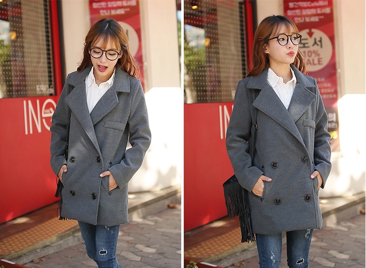 พรีออเดอร์ - เสื้อโค้ทผ้าวูลกันหนาว Pre - CT630 (สีเทา)