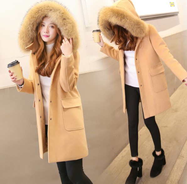 พร้อมส่ง - เสื้อโค้ทผ้าวูลกันหนาว CT174 (สีน้ำตาล)