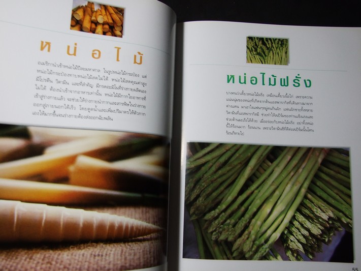 มหัศจรรย์ผัก 108 โดย มูลนิธิโตโยต้า และมหาวิทยาลัยมหิดล พิมพ์ครั้งที่ 8 ปี 2545 หนา 422 หน้า