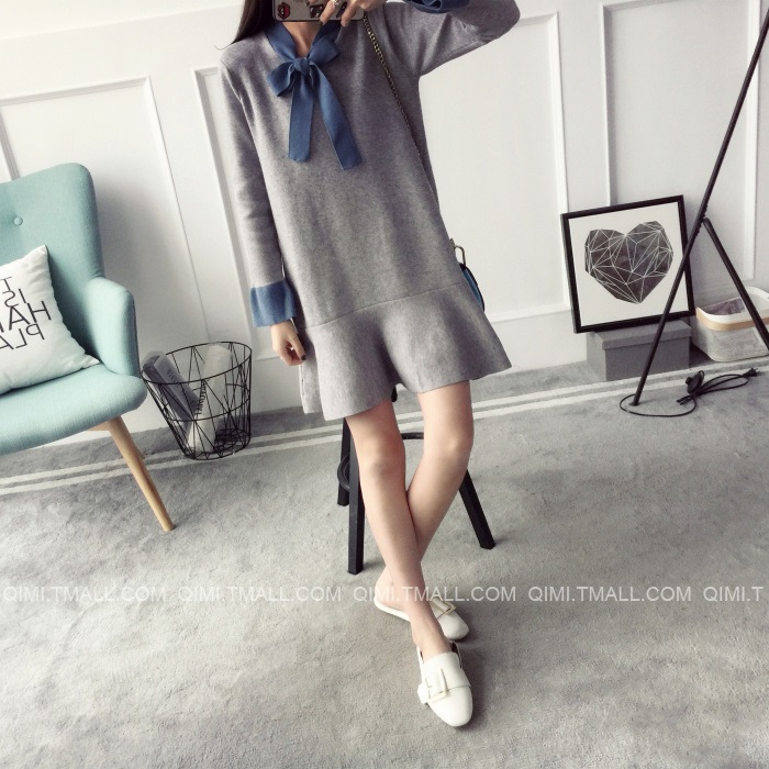 พรีออเดอร์ - เดรสไหมพรม Pre - DT120 (สีเทา)