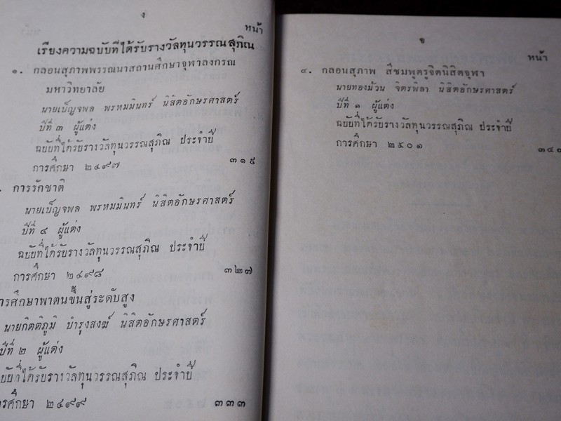 เรียงความเรื่องพระราชนิพนธ์ในรัชกาลที่ 6 เเละ เรียงความฉบับได้รับรางวัลทุนภูมิพลฯ ปกเเข็งเดินทอง ปี 2504