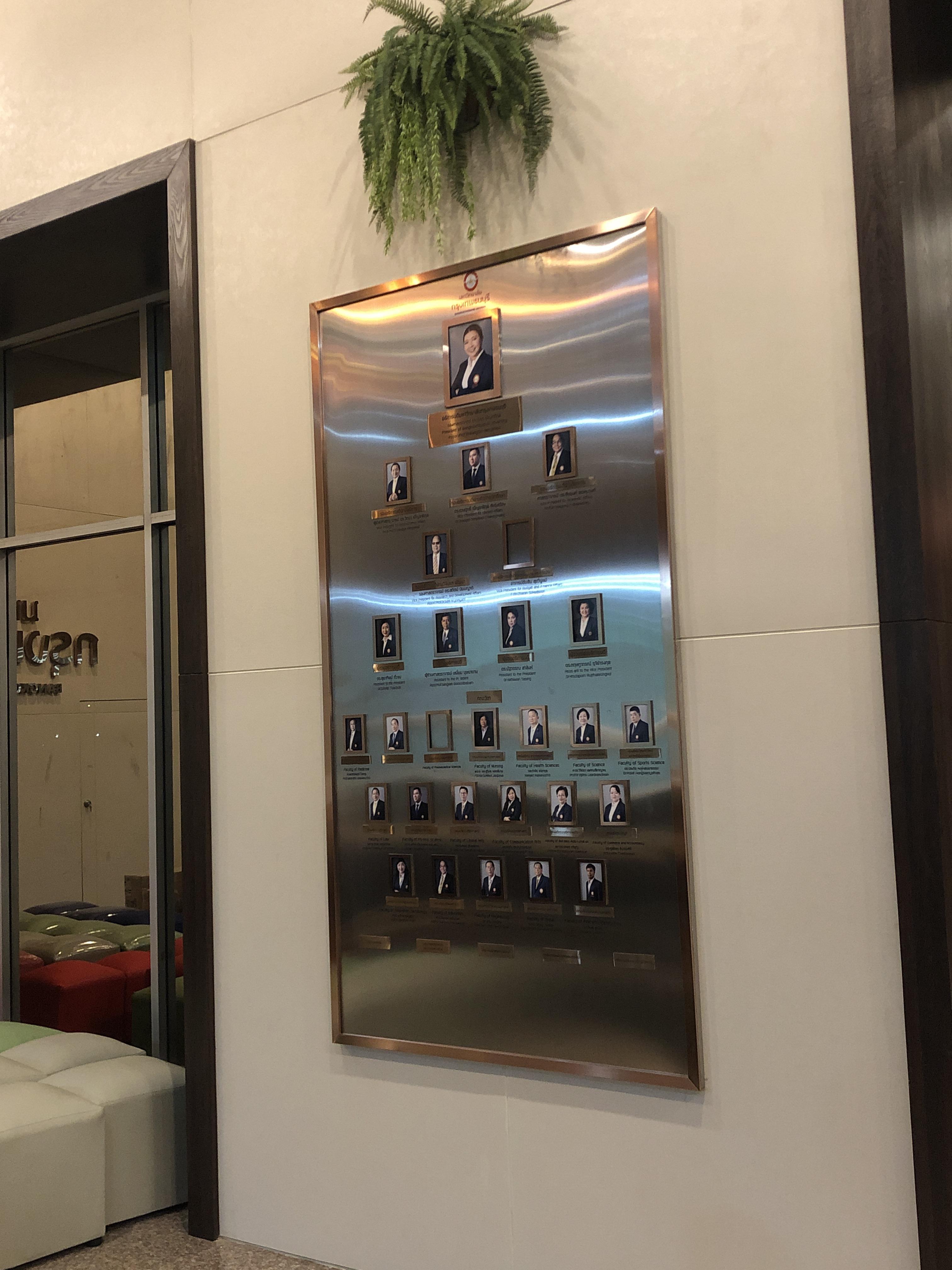 ป้ายบอร์ดผู้บริหาร/บอร์ดโครงสร้างองค์กร - มหาวิทยาลัยกรุงเทพธนบุรี