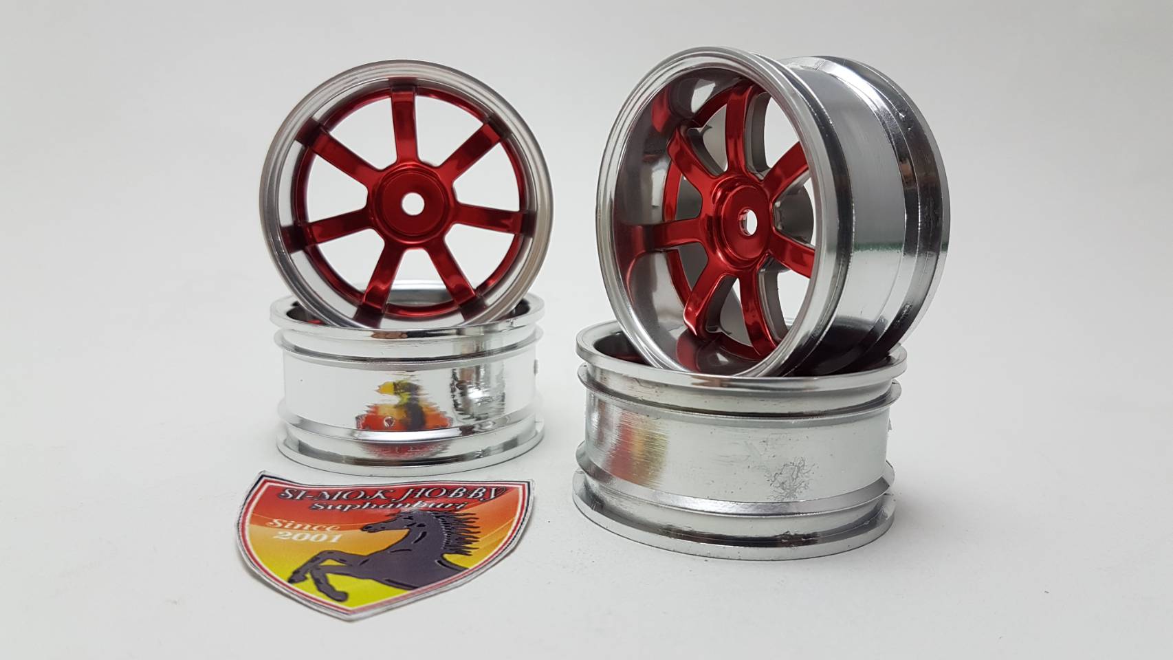 แม็กซ์ 7 ก้าน (แดงขอบเงิน) (6 mm.Offset)