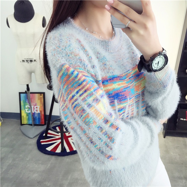 พรีออเดอร์ - เสื้อไหมพรมแฟชั่นแขนยาว Pre - ST645 (สีเทา)