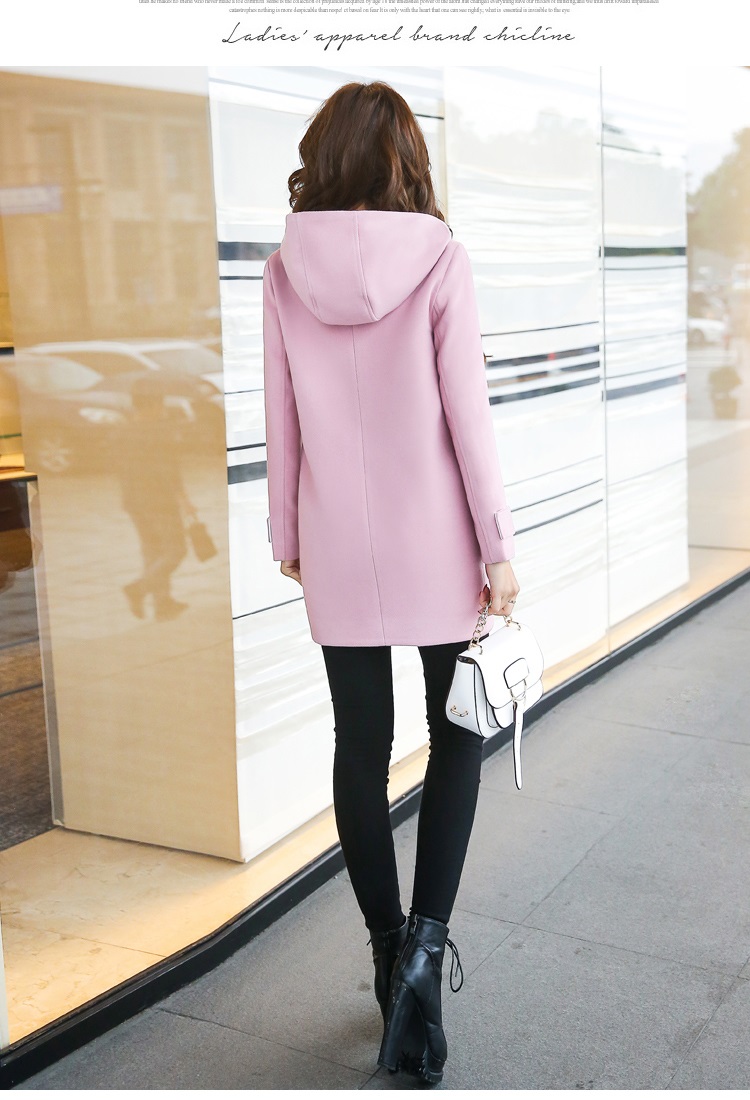 พรีออเดอร์ - เสื้อโค้ทผ้าวูลกันหนาว Pre - CT762 (สีชมพู)