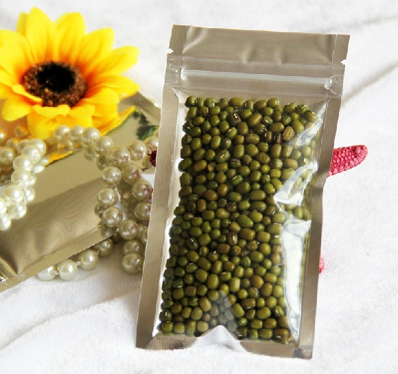 ถุงฟอยล์ซิปล็อคตั้งไม่ได้ (ก้นแบน) - หน้าใส หลังฟอยล์ (เมทัลไลท์)