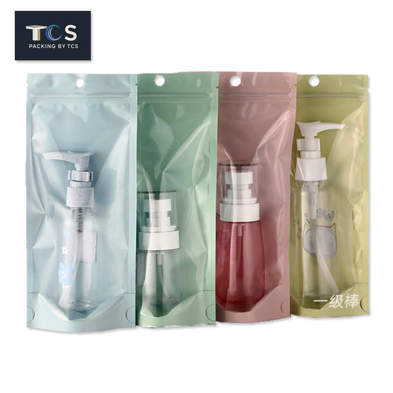 ถุงซิปล็อคใสตั้งได้ หน้าใสหลังพลาสติก