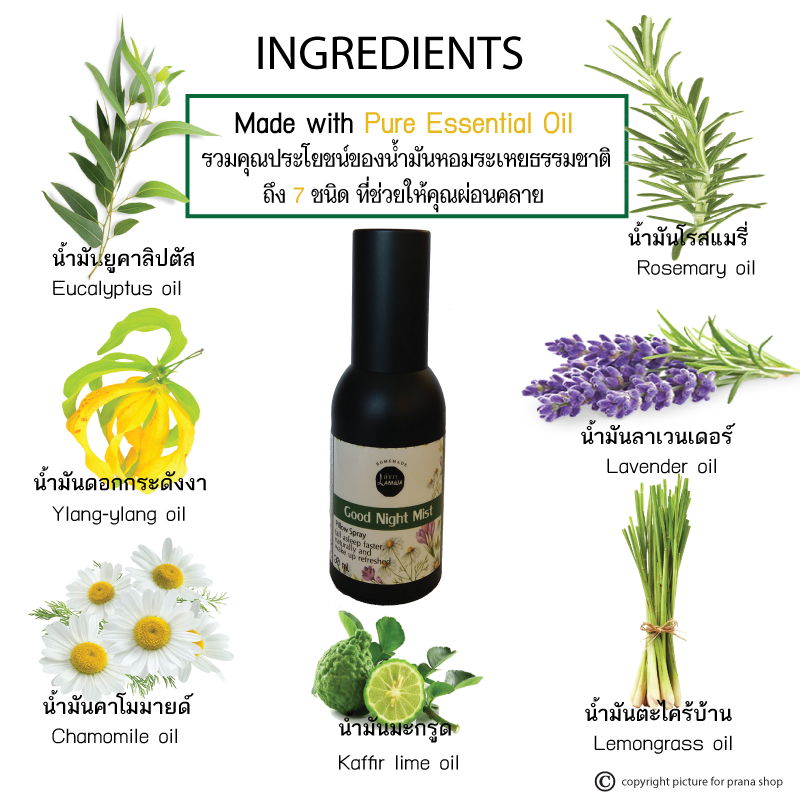 [สเปรย์ฉีดหมอน นอนหลับสบาย] Sleepwell Good Night Mist Pillow Spray สเปรย์น้ำมันหอมระเหย กลิ่น Good Night 30ml