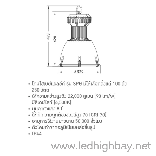 โคมไฮเบย์ LED EVE SPG 250w