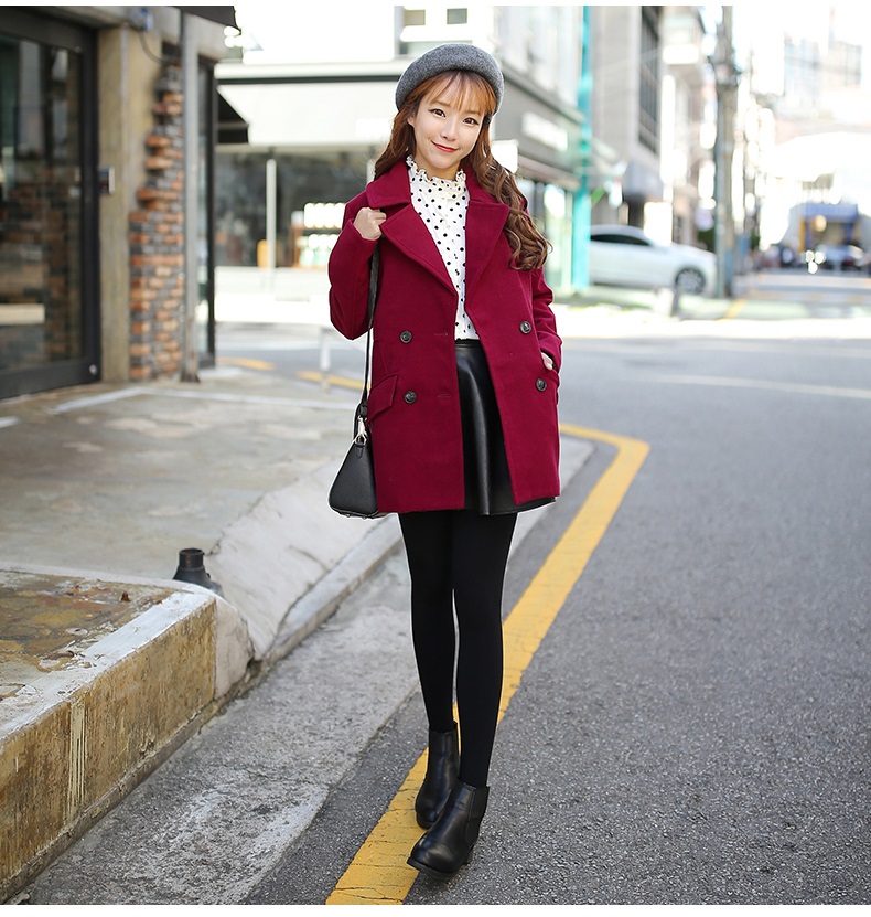 พร้อมส่ง - เสื้อโค้ทผ้าวูลกันหนาว CT116 (สีแดง)