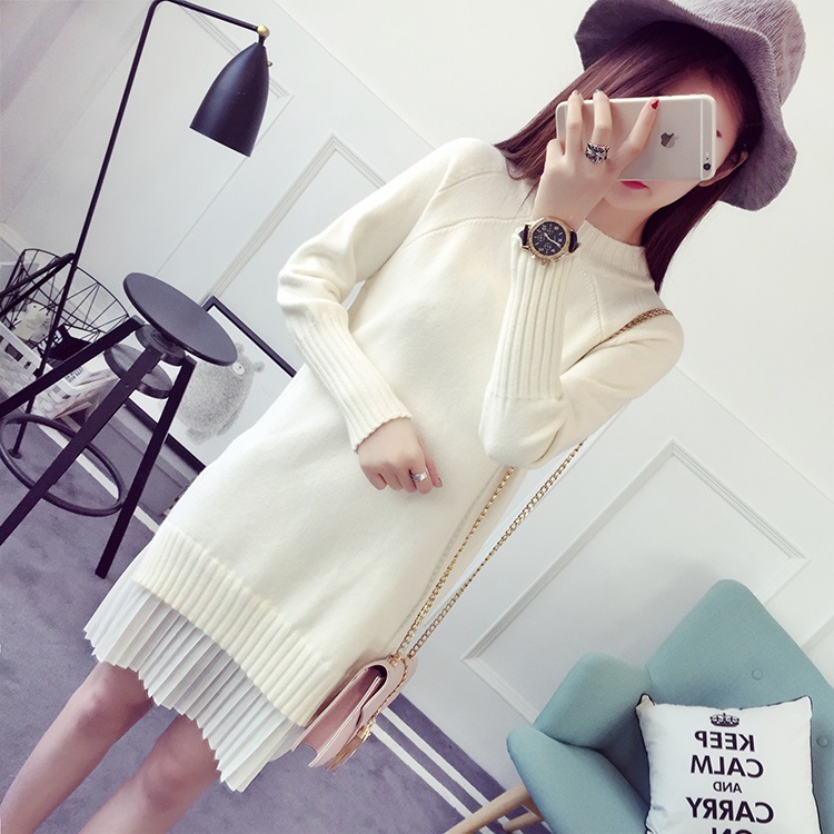 พร้อมส่ง - เดรสไหมพรม DT511 (สีขาว)