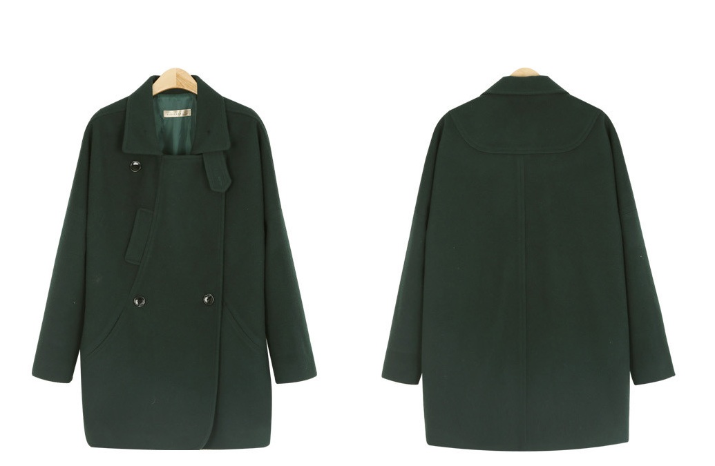 พรีออเดอร์ - เสื้อโค้ทผ้าวูลกันหนาว Pre - CT610 (สีเขียวเข้ม)