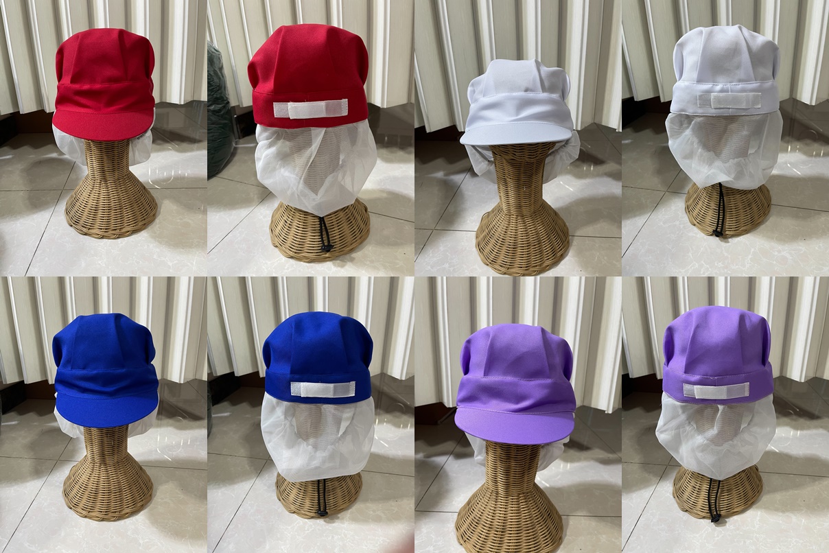 หมวกแม่ครัวเสริมเน็ตเก็บผมแบบจับจีบ