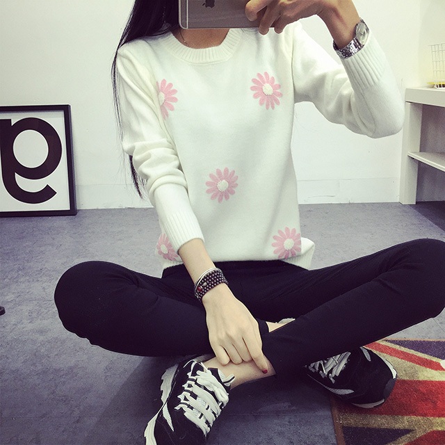 พรีออเดอร์ - เสื้อไหมพรมแฟชั่นแขนยาว Pre - ST641 (สีขาว)