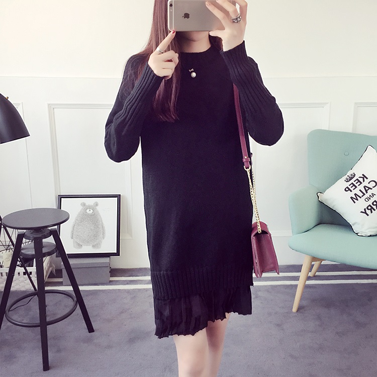 พร้อมส่ง - เดรสไหมพรม DT512 (สีดำ)