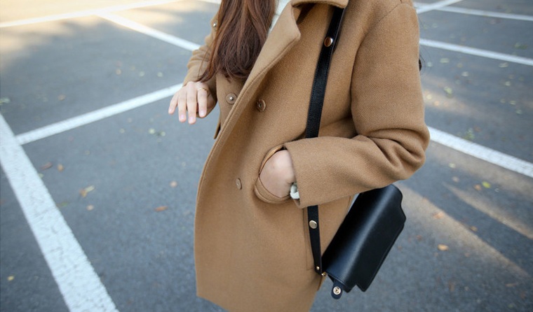 พรีออเดอร์ - เสื้อโค้ทผ้าวูลกันหนาว Pre - CT635 (สีน้ำตาล)