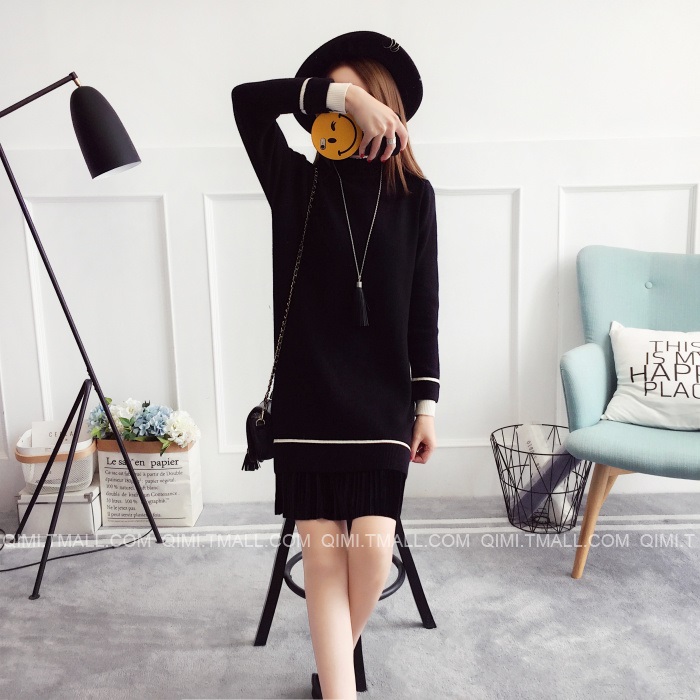 พรีออเดอร์ - เดรสไหมพรม Pre - DT111 (สีดำ)