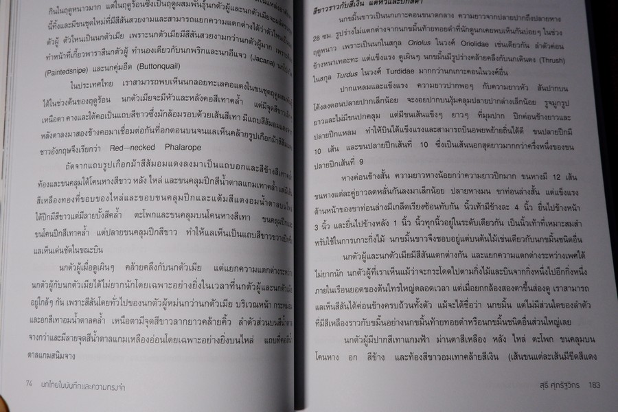 นกไทย ในบันทึกเเละความทรงจำ โดย สุธี ศุภรัฐวิกร พิมพ์ 1000 เล่ม ปี 2558 (มีตำหนิ)