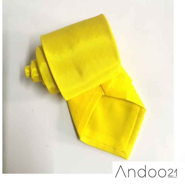 NT361_เนคไทผ้าไหมเทียม สีเหลือง หน้ากว้าง 3 นิ้ว