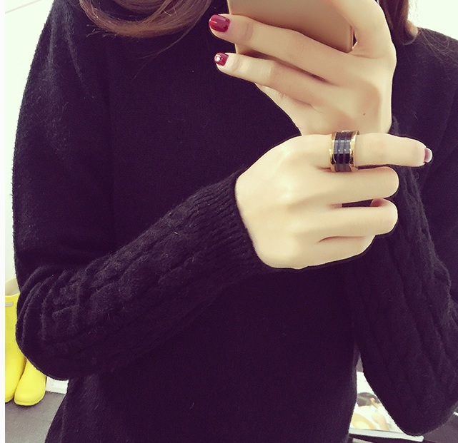 พร้อมส่ง - เสื้อไหมพรมแขนยาว ST128 (สีดำ)