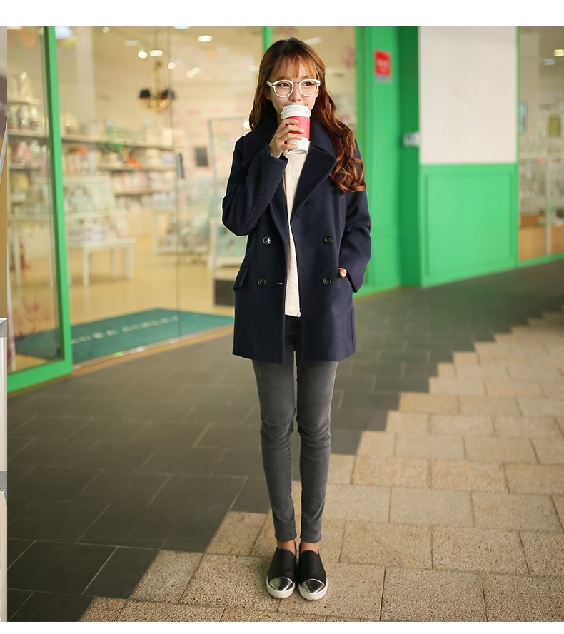 พร้อมส่ง - เสื้อโค้ทผ้าวูลกันหนาว CT115 (สีกรม)