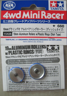 19mm Aluminum Rollers w/Plastic Rings (Dish Type).