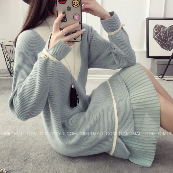 พรีออเดอร์ - เดรสไหมพรม Pre - DT115 (สีฟ้า)