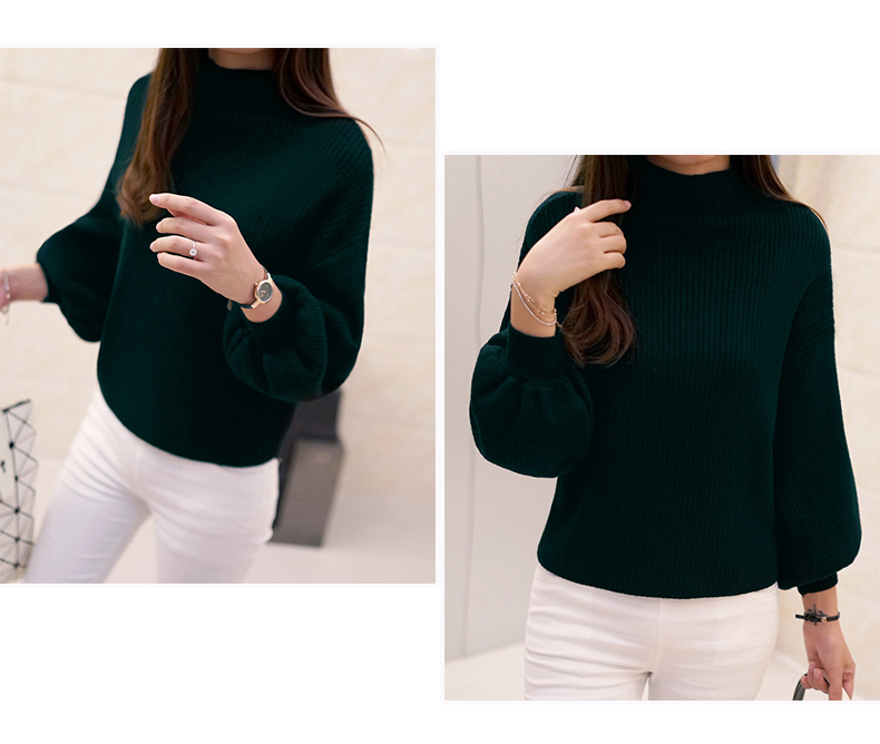 พร้อมส่ง - เสื้อไหมพรมแฟชั่น ST145 (สีเขียวเข้ม)