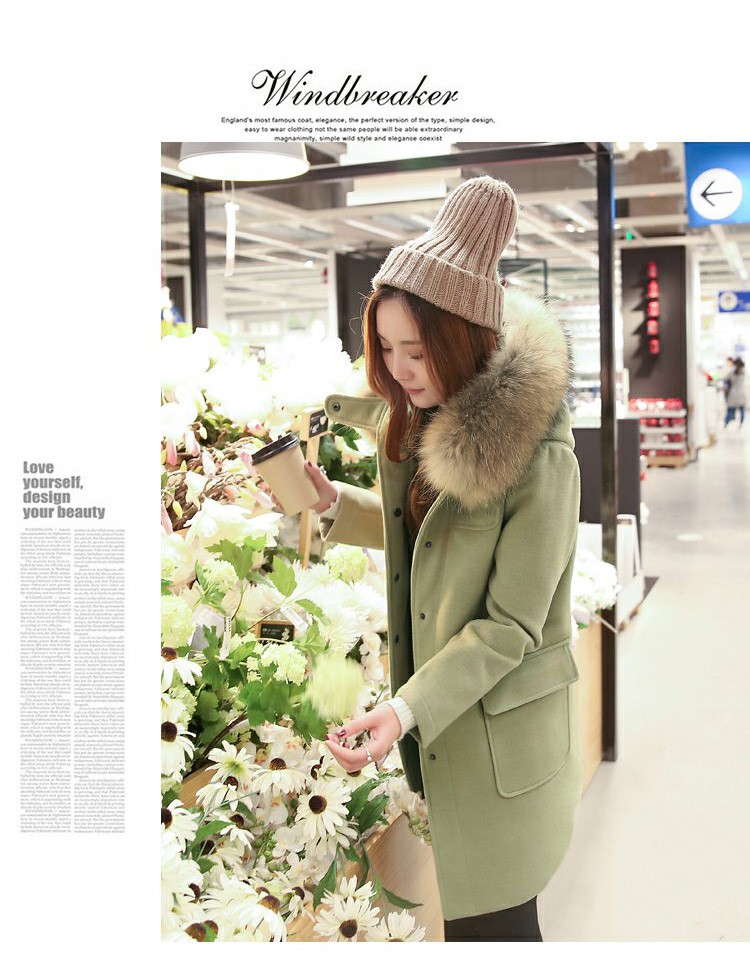 พร้อมส่ง - เสื้อโค้ทผ้าวูลกันหนาว CT173 (สีเขียว)