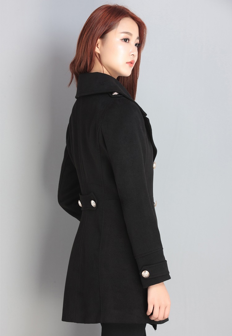 พร้อมส่ง - เสื้อโค้ทผ้าวูลกันหนาว CT136 (สีดำ)