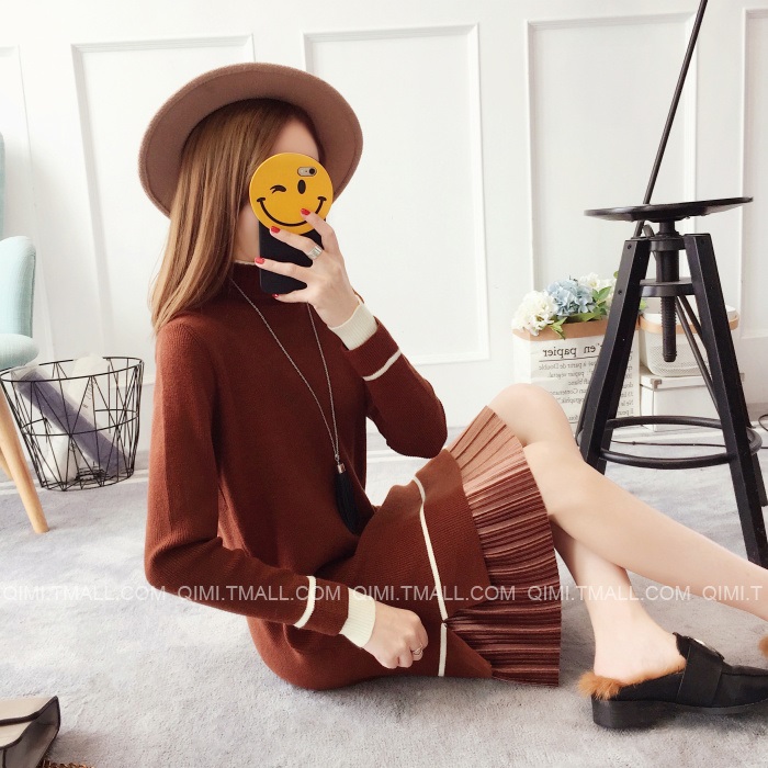 พรีออเดอร์ - เดรสไหมพรม Pre - DT110 (สีน้ำตาล)